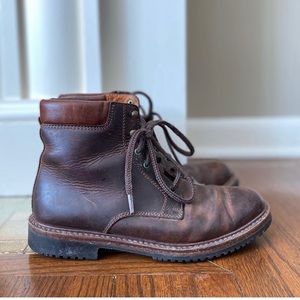 Brown leather midi boots